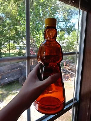 Vintage Mrs Butterworth’s Amber Brown Glass Syrup 10  Bottle With Cap Vtg • $4