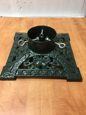 Vintage Cast Iron Christmas Tree Stand Green Bells • $39.99