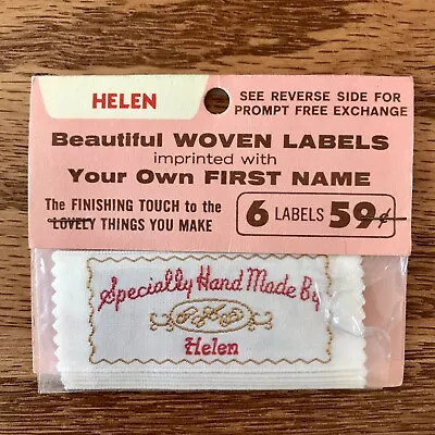$4.90 • Buy VTG Custom Sewing Labels HELEN Personalized Monogrammed Name Tag Sew On Clothing