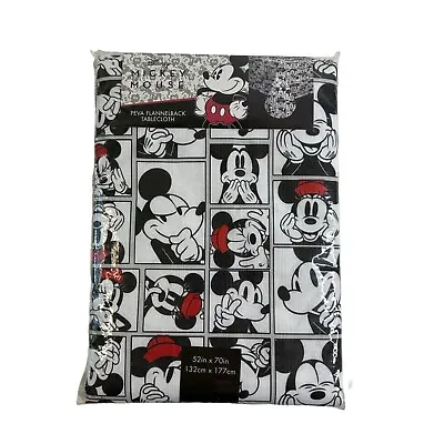 Disney Classic Mickey Mouse Peva Flannelback Tablecloth 52x70 New In Package • $12.50
