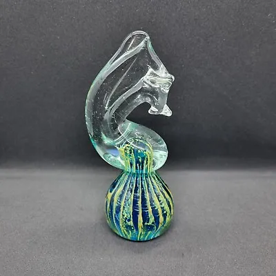 Vintage 80's Medina Art Glass Seahorse Paperweight • £16.99