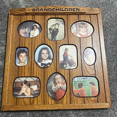 Vintage Robarbs Grandchildren Oak Wood Picture Frame 10 Slots Vgc 16.5 X16  • $10