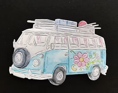 4 Coloured Tattered Lace Die Cuts - Boho Hippie VW Camper Van Travel Holiday • £3.60