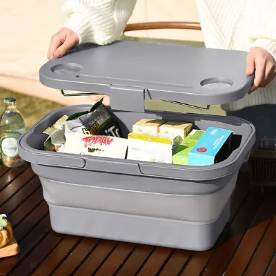 3in1 Folding Storage Box Table Serving Tray Container Home Office Camping Picnic • £11.95