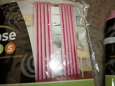 Pair Of Pink Thermaback Light Blocking Curtains Drapes 42 X 84 A Panel • $18.95