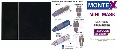 Montex 1/32 MIKOYAN MiG-21 UM  FISHBED  CANOPY PAINT MASK Trumpeter • $7.50