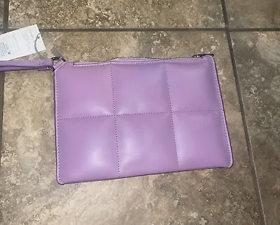 $20 • Buy A New Day Lilac Purple Quilted Faux Buttery Soft Leather Wristlet Clutch Bag