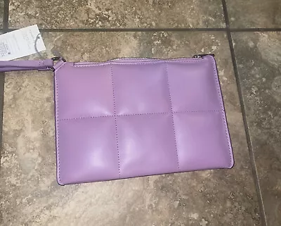 A New Day Lilac Purple Quilted Faux Buttery Soft Leather Wristlet Clutch Bag • $15