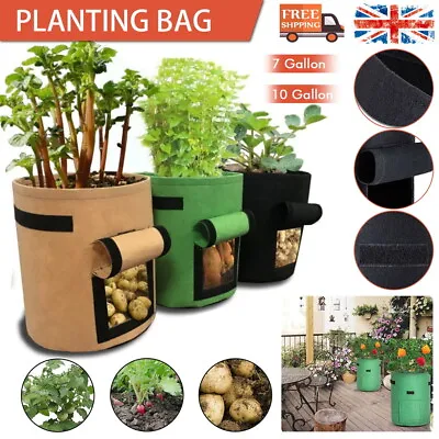 £4.99 • Buy Plant Growing Bags Potato Fruit Vegetable Garden Planter Grow Bag 7/10 Gallon