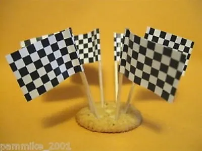 Lot Of 144 Checkered Flag Food Picks Nascar Race Car Party Cupcake Hors D'oeuvre • £7.55