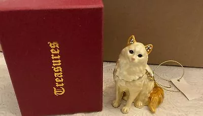 Bridgeman Treasures Crystal Trinket Box Turkey Cat With Matching Necklace • $29.99