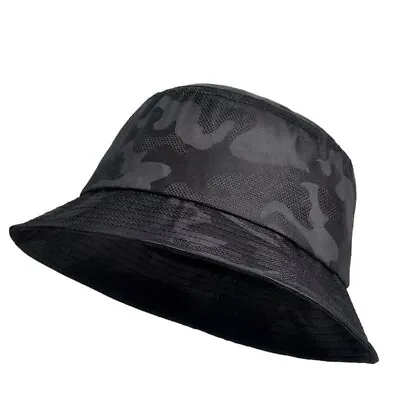 Black Camouflage Army Bucket Hat Adult Unisex Fishing Fisherman Mens Cap Camo • £8.95