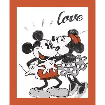 35  Fabric Panel - Springs Creative Disney Mickey & Minnie Mouse Love Scene • £10.60