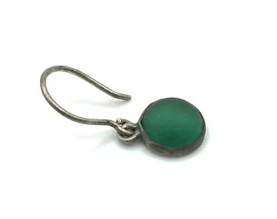 Designer Miriam Salat Sterling Silver Green Stone Single 1 Small Hook Earring • $10.99