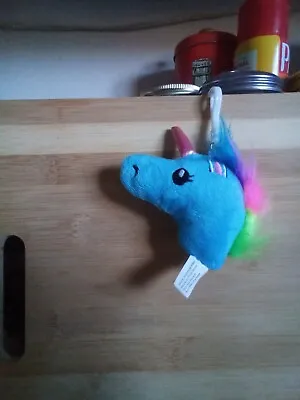 Unicorn Head Keychain Plush Stuffed Animal Toy Blue 3 In. • $3