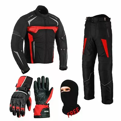 Men's Motorcycle Motorbike Suits Riding Racing Waterproof Textile Armoured Black • $136.95