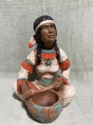 Vintage 11” Universal Statuary Native American Indian Statue Papoose Pottery 👀 • $44.99