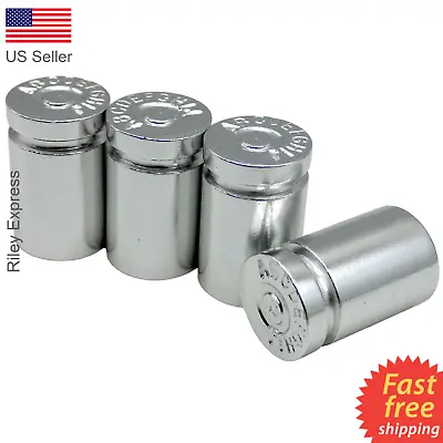 4x Wheel Tire Valve Cap Stem Cover For Truck Car Bike Bullet Shell Style SILVER • $6.84