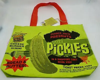 $11.35 • Buy Trader Joe’s Shopping Bag Green Pickle Reusable Bag Heavy Cotton Tote  USA 🌺