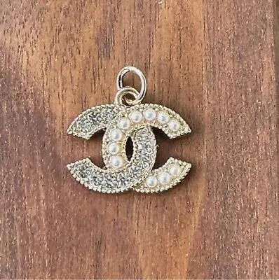 Chanel Gold Crystal And Pearl Charm ; 25mm • $20