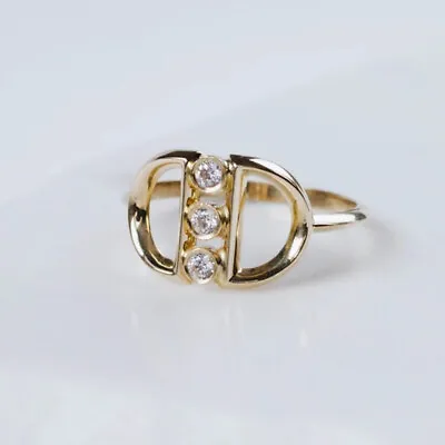 £99.99 • Buy Round Simulated Diamond Three Stone Wedding Engagement Ring Yellow Gold Plated