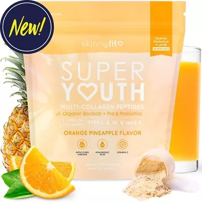 Skinny Fit Super Youth Multi-Collagen Peptides- Orange Pineapple - 12.7 Oz/pouch • $33.50