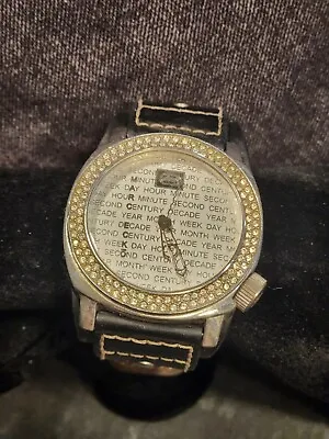 90s Y2K FOSSIL Marc Ecko Paved Rhinestone Bling Big Face Wrist Watch  • $28.98