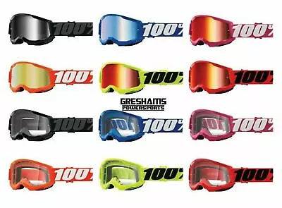 100% STRATA 2 Jr YOUTH Goggles -ALL COLORS- Offroad Motocross - CLEAR Or MIRROR • $25