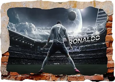 £10.99 • Buy CR7 Cristiano Ronaldo Madrid Football 3d Smashed Wall View Sticker Poster 1006