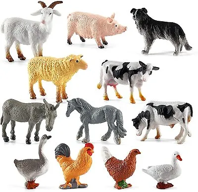£9.88 • Buy BEHAHAI 12pcs Farm Animal Figures Toys, Mini Plastic Farm Animals Figures Reali