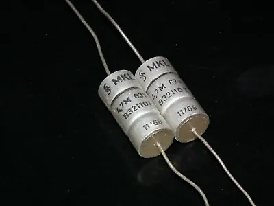 Two NOS Vintage Siemens MKL Capacitors 4.7mfd 63V  Klangfilm West Germany 1968 • $29