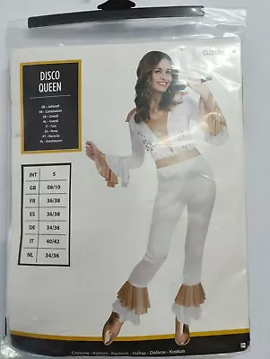 Adult Disco Queen Abba Style Ladies Fancy Dress Halloween Costume M - FREE POST • £12.95