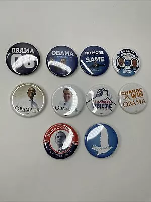 Lot 10 2008 Campaign Barack Obama Biden Pinback Button Pins • $20