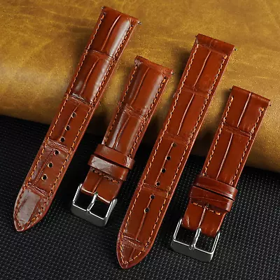 Brown Watch Band Genuine Leather Alligator Crocodile Watch Strap Quick Release • $21.59