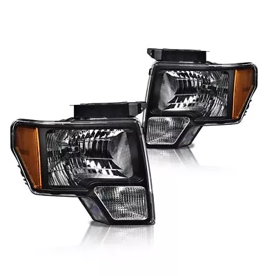 Clear Lens Black Housing Headlights Lamps Fit For 2009-2014 Ford F150 Pickup  • $95.48