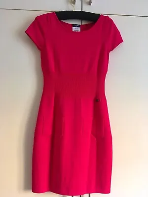Chanel Strawberry Pink Knit Dress Short Sleeve Size 38 - New • £799