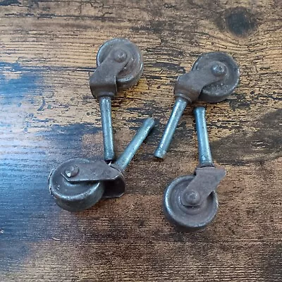 4 Antique Furniture Dresser Casters Wood Metal Swivel Rollers 1-1/2  Diameter • $12.95