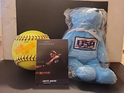 USA  SOFTBALL CRYSTAL  BUSTOS Beanie Baby AND SIGNED Ball & 2 OTHER OLYMPIC TEAM • £100.53