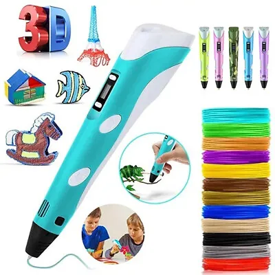 3D Printing Pen Set USB Doodle Drawing LCD Screen + 3 Free Filaments Kid Gift AU • $32.98