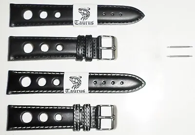 Taurus Leather Rally Racing Tropic Watch Band Strap Black For Seiko & Omega   • $18.95