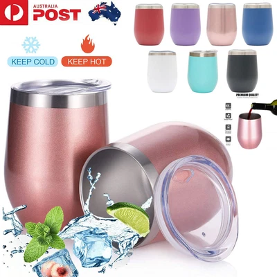 $11.35 • Buy Stainless Steel Wine Tumbler With Lid Thermos Cup Coffee Mug Insulated Cup 12oz