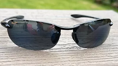 MAUI JIM MJ405-02 MAKAHA Sunglasses Gloss Black/Neutral Grey POLARIZED Very Nice • $85