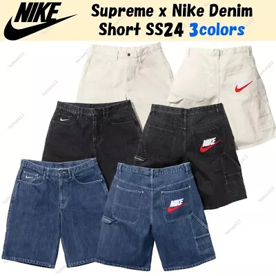 Supreme X Nike Denim Short SS24 3color Black Natural Indigo 3colors Size 30-38 • $255