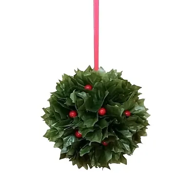 Red Holly Berry 6  Kissing Ball/Christmas Ornament Mistletoe Silk Flower Holiday • $17.98