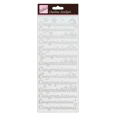 Shiny Silver Foil Congratulations Greeting Labels Stickers Cards Decoration WD98 • £2.99