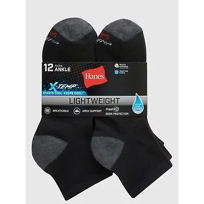 Hanes Men's X-Temp Active Cool Lightweight Ankle Socks 12-Pack • $17.98