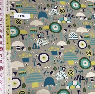 Cotton And Steel Abstract Mushrooms In The Woods Canvas On Gray Half Yard • $7.78