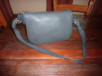 Vtg Coach Leather Patricia Saddle Flap Crossbody Messinger Bag 9951  Charcoal • $129.99