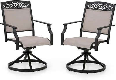 PHI VILLA Patio Dining Chairs Set Of 2 Outdoor Swivel Chairs High Back Oversize • $369.99