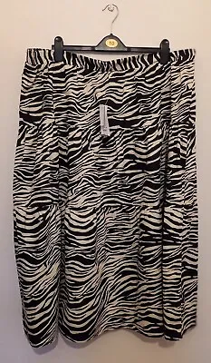 Ladies Size 24 Zebra Print Midi Skirt Ekasticated Waist Bnwt George • £5